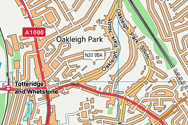 N20 9BA map - OS VectorMap District (Ordnance Survey) N20 9BA map - OS VectorMap District (Ordnance Survey)