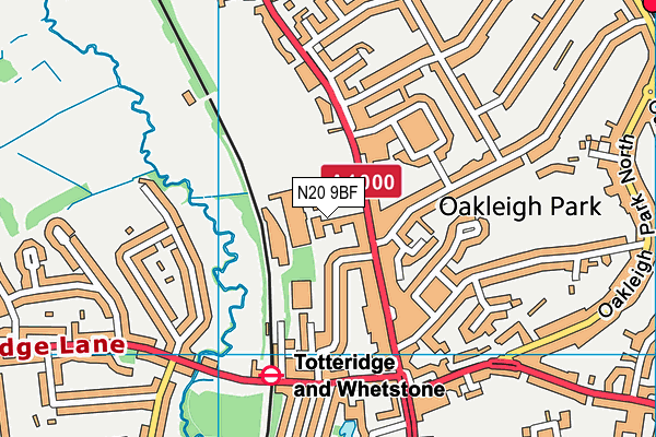 N20 9BF map - OS VectorMap District (Ordnance Survey)