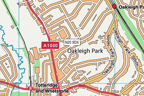 N20 9DX map - OS VectorMap District (Ordnance Survey)
