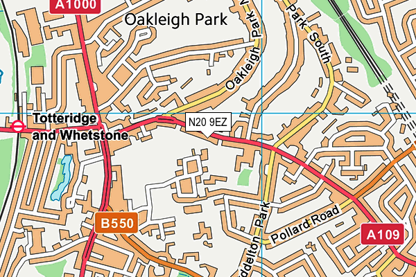 N20 9EZ map - OS VectorMap District (Ordnance Survey)
