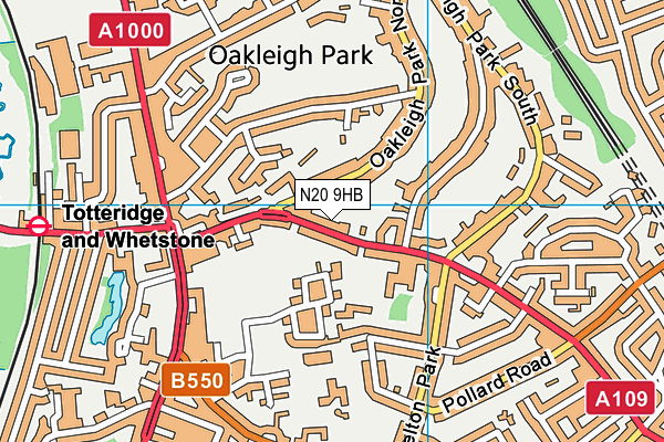 N20 9HB map - OS VectorMap District (Ordnance Survey)