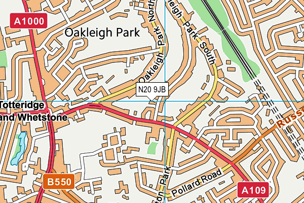 N20 9JB map - OS VectorMap District (Ordnance Survey) N20 9JB map - OS VectorMap District (Ordnance Survey)