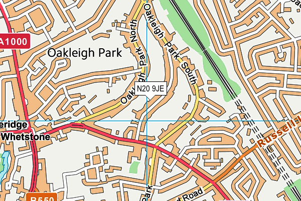 N20 9JE map - OS VectorMap District (Ordnance Survey) N20 9JE map - OS VectorMap District (Ordnance Survey)