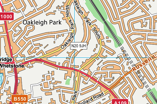 N20 9JH map - OS VectorMap District (Ordnance Survey) N20 9JH map - OS VectorMap District (Ordnance Survey)