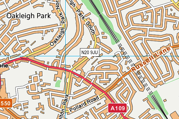 N20 9JU map - OS VectorMap District (Ordnance Survey)