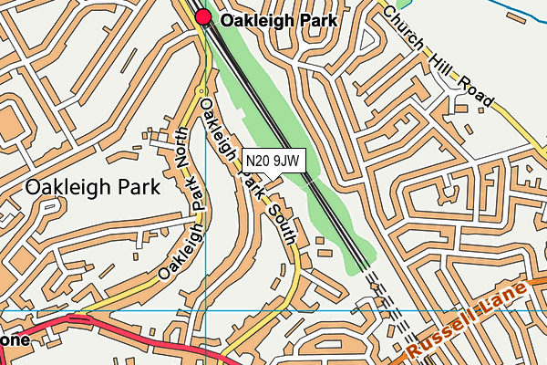 N20 9JW map - OS VectorMap District (Ordnance Survey)