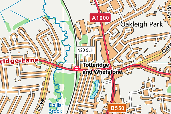 N20 9LH map - OS VectorMap District (Ordnance Survey)