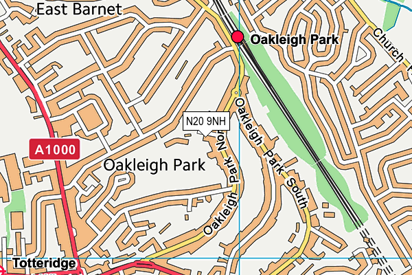 N20 9NH map - OS VectorMap District (Ordnance Survey)