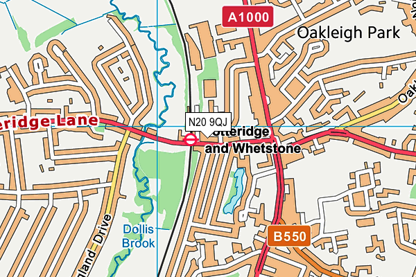 N20 9QJ map - OS VectorMap District (Ordnance Survey)