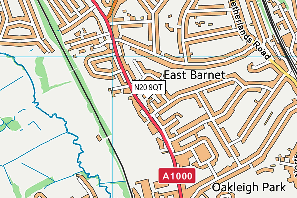 N20 9QT map - OS VectorMap District (Ordnance Survey)
