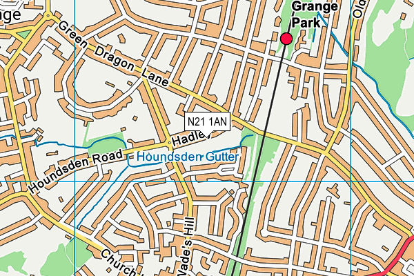 N21 1AN map - OS VectorMap District (Ordnance Survey)