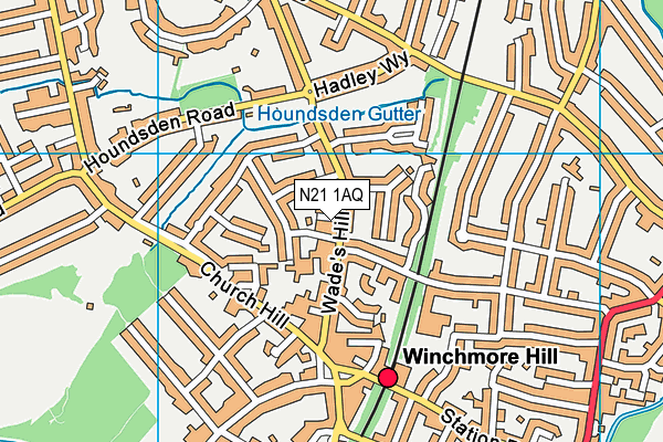 N21 1AQ map - OS VectorMap District (Ordnance Survey)