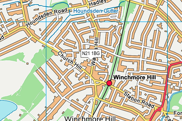 N21 1BG map - OS VectorMap District (Ordnance Survey)