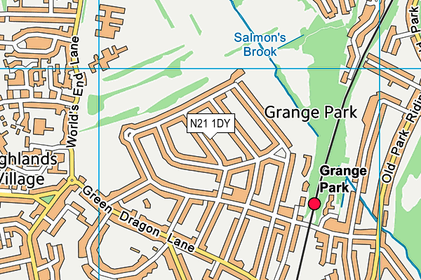 N21 1DY map - OS VectorMap District (Ordnance Survey)