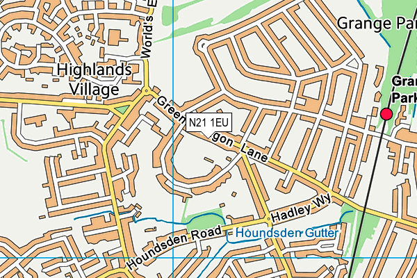 N21 1EU map - OS VectorMap District (Ordnance Survey)