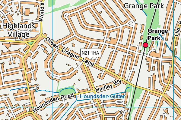N21 1HA map - OS VectorMap District (Ordnance Survey) N21 1HA map - OS VectorMap District (Ordnance Survey)