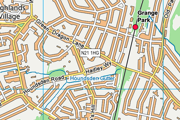 N21 1HG map - OS VectorMap District (Ordnance Survey)