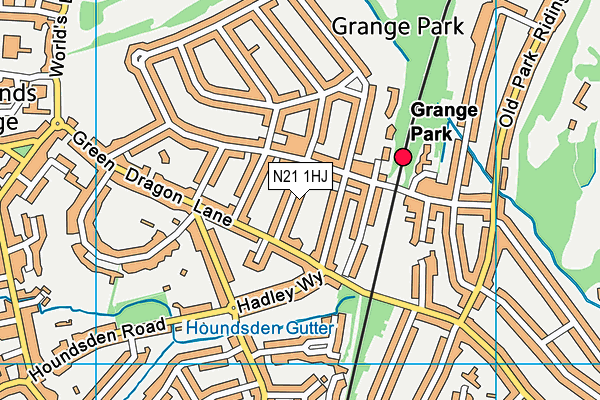 N21 1HJ map - OS VectorMap District (Ordnance Survey)