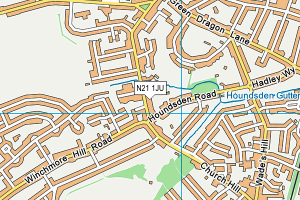 N21 1JU map - OS VectorMap District (Ordnance Survey)