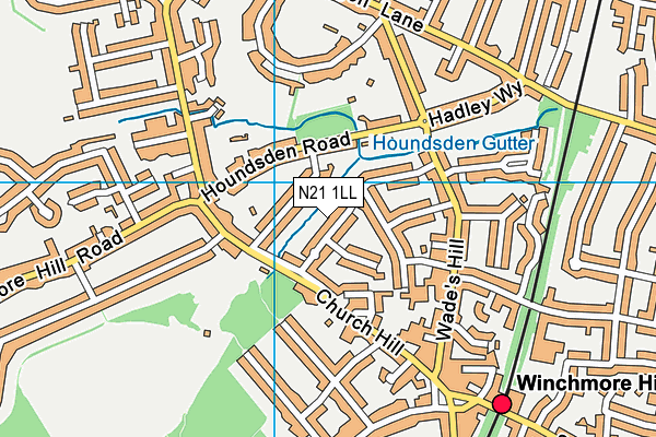 N21 1LL map - OS VectorMap District (Ordnance Survey)
