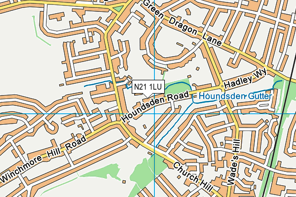 N21 1LU map - OS VectorMap District (Ordnance Survey)