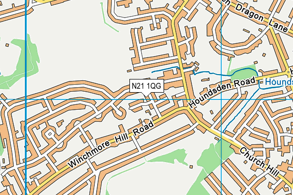 N21 1QG map - OS VectorMap District (Ordnance Survey)