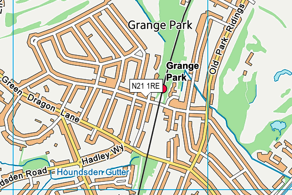 N21 1RE map - OS VectorMap District (Ordnance Survey)