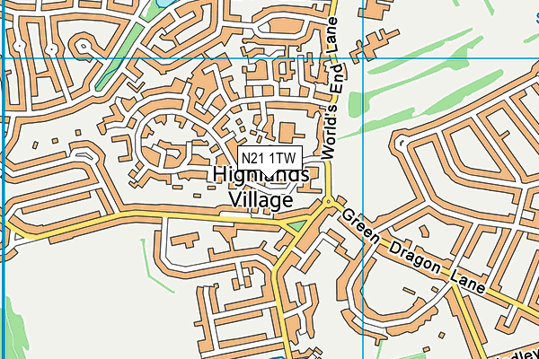 N21 1TW map - OS VectorMap District (Ordnance Survey) N21 1TW map - OS VectorMap District (Ordnance Survey)
