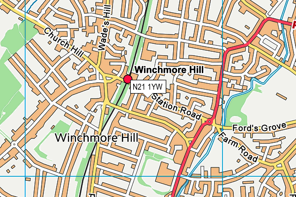 N21 1YW map - OS VectorMap District (Ordnance Survey)