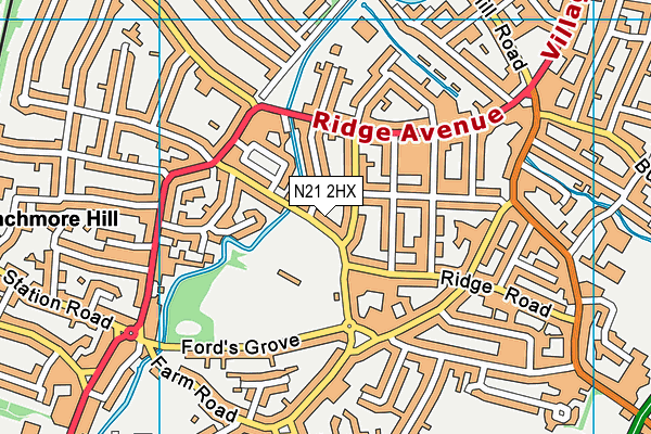 N21 2HX map - OS VectorMap District (Ordnance Survey)