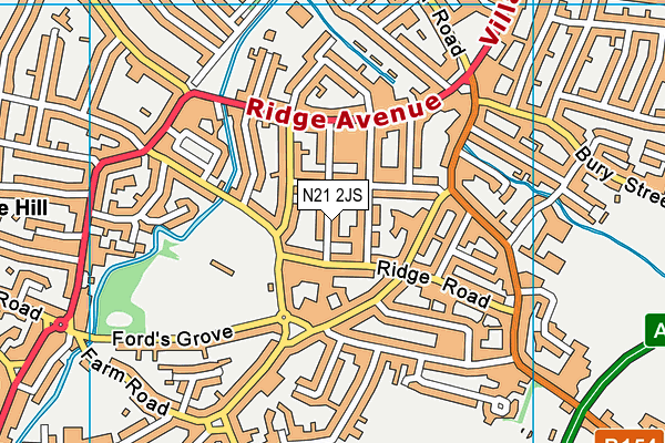 N21 2JS map - OS VectorMap District (Ordnance Survey)