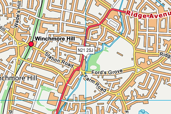 N21 2SJ map - OS VectorMap District (Ordnance Survey)