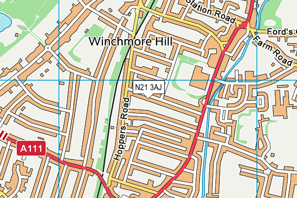 N21 3AJ map - OS VectorMap District (Ordnance Survey) N21 3AJ map - OS VectorMap District (Ordnance Survey)