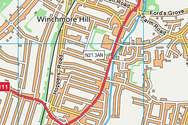 N21 3AN map - OS VectorMap District (Ordnance Survey) N21 3AN map - OS VectorMap District (Ordnance Survey)