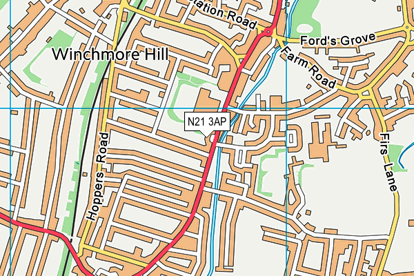 N21 3AP map - OS VectorMap District (Ordnance Survey)