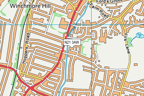 N21 3AW map - OS VectorMap District (Ordnance Survey) N21 3AW map - OS VectorMap District (Ordnance Survey)