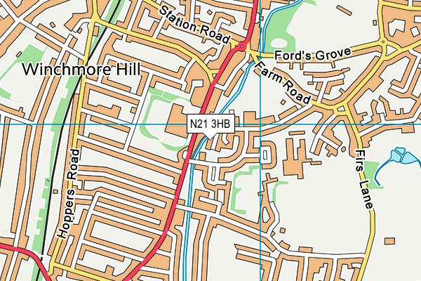 N21 3HB map - OS VectorMap District (Ordnance Survey) N21 3HB map - OS VectorMap District (Ordnance Survey)