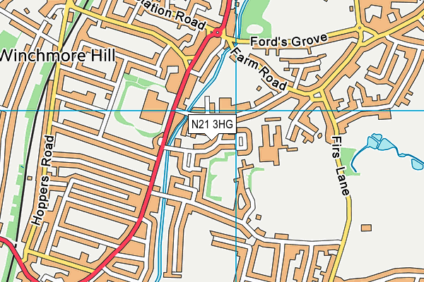 N21 3HG map - OS VectorMap District (Ordnance Survey) N21 3HG map - OS VectorMap District (Ordnance Survey)