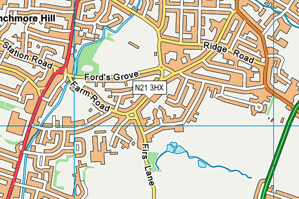 N21 3HX map - OS VectorMap District (Ordnance Survey) N21 3HX map - OS VectorMap District (Ordnance Survey)
