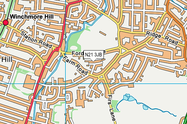 N21 3JB map - OS VectorMap District (Ordnance Survey) N21 3JB map - OS VectorMap District (Ordnance Survey)