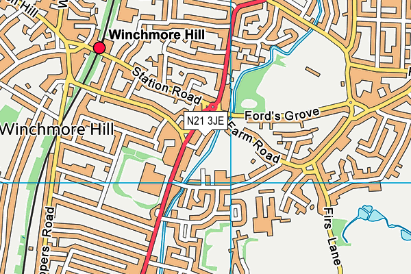 N21 3JE map - OS VectorMap District (Ordnance Survey)