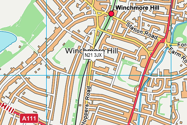 N21 3JX map - OS VectorMap District (Ordnance Survey) N21 3JX map - OS VectorMap District (Ordnance Survey)
