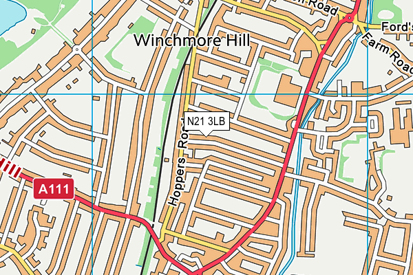 N21 3LB map - OS VectorMap District (Ordnance Survey)