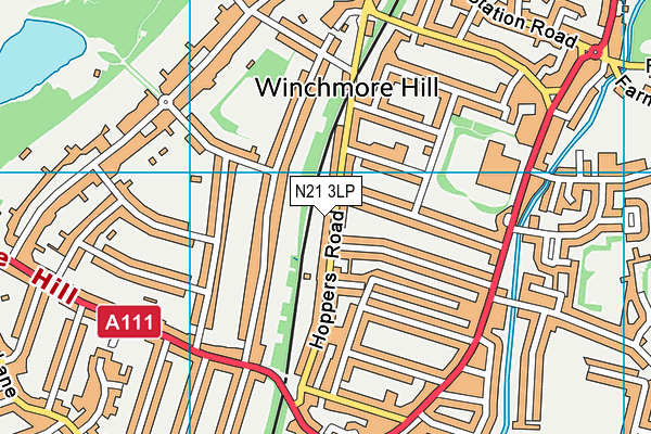 N21 3LP map - OS VectorMap District (Ordnance Survey)