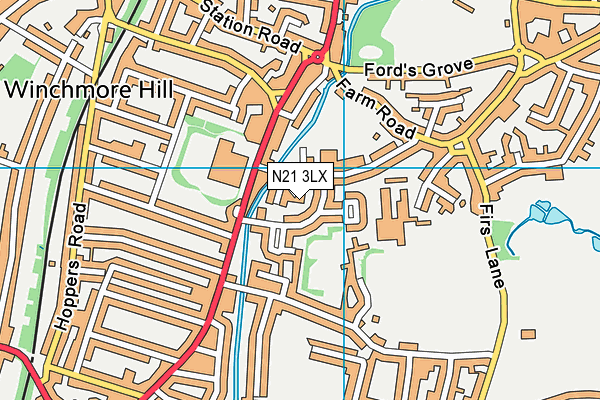 N21 3LX map - OS VectorMap District (Ordnance Survey) N21 3LX map - OS VectorMap District (Ordnance Survey)