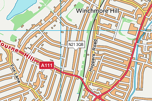 N21 3QB map - OS VectorMap District (Ordnance Survey)
