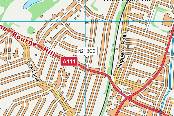 N21 3QD map - OS VectorMap District (Ordnance Survey)