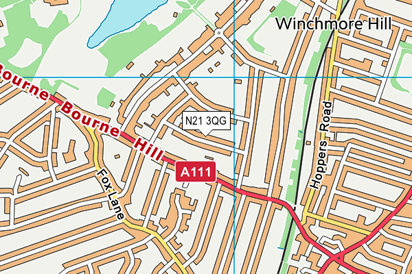 N21 3QG map - OS VectorMap District (Ordnance Survey)