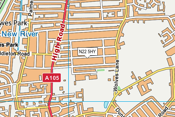 N22 5HY map - OS VectorMap District (Ordnance Survey) N22 5HY map - OS VectorMap District (Ordnance Survey)
