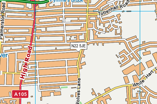 N22 5JE map - OS VectorMap District (Ordnance Survey) N22 5JE map - OS VectorMap District (Ordnance Survey)